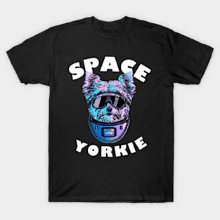 Space Yorkie Synthwave Yorkshire Terrier Dog Lover T-Shirt